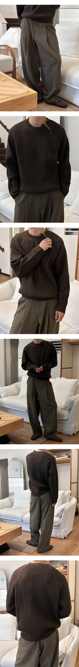 [SET UP가능] Deep one tuck wide slacks(2color)