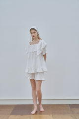 ULLALA PAJAMA Lila Short-sleeve Two-piece Ivory[24162WTSSN]