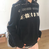 Kyo スノーフレークノルディックフード付きニットウェアジップアップ