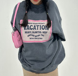 (UNISEX) ピンクプリントビンテージピグメントルーズフィットオーバーサイズユニセックススウェットシャツ