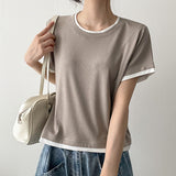 前腕カバー💭 ブレッドカラーリングレイヤード半袖Tシャツ (3 colors)