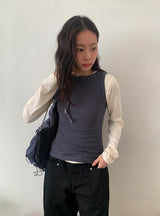 ロヤンカラーラウンドリブタンクトップ
