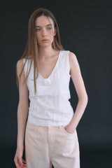 T/T コサージュ ノースリーブトップ (white)