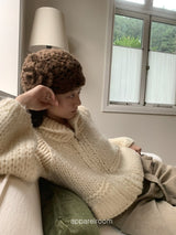 wool Thick Bold Knitwear Zip-Up Cardigan