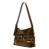 [SET] Medium Buckle Hobo Shoulder Cross Bag _ Brown