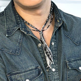 [hand made] paisley bandana knot necklace black