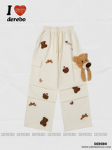 ベアパッチバンディングシャーリングカジュアルパンツ