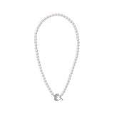 Silver 925 Heart Toggle Pearl Necklace