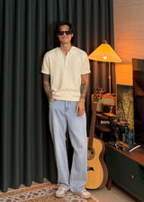 Hidden-button collar Knit 9COLOR