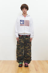 Finger Logo America Crop Hood Zip-Up (Light Gray)