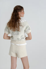 Leaf knit pants_ivory