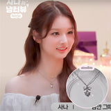[NMIXX Sullyoon Necklace] デインティハート＆リボンセミチョーカーネックレス - シルバーカラー