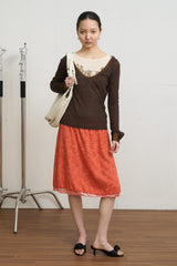 シアー Uネック フーディー(Brown)