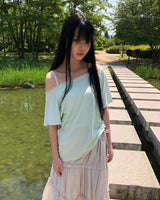 ドエンレースオフショルダー半袖Tシャツ