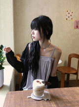 Micelle button balloon layered strap sleeveless