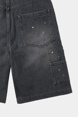 エイジスプラッターカーペンターデニムショーツ(Washed Black)