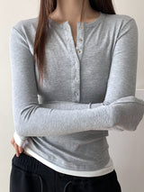 Base Spandex Round Long Sleeve T-Shirt