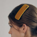 SQUARE VELVET HAIR PIN (MUSTARD)