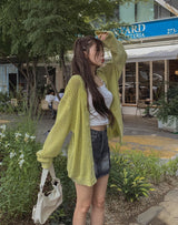 Summer Turf Pigment Net Cardigan
