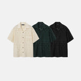ハワイアンパンチングシースルーショートスリーブシャツ 3COLOR