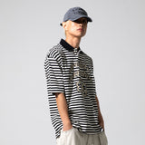 XTT128 Border Stripe Pique Collar T-Shirt (BLACK)