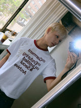 Archive Unicorn Ringer Crop Short Sleeve White