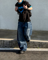 Part Blue Wash Distressed Denim