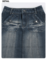 pocket midi denim skirt
