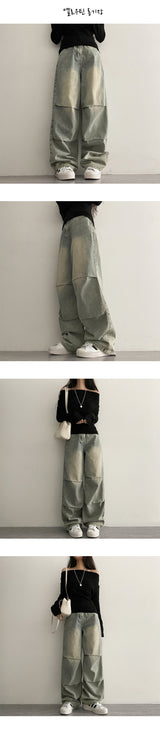 [Basic, Long/S~XL]ホリゾンタルピンタックワイドパンツ