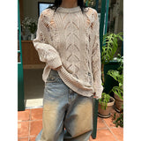 [PREMIUM] Grunge damage round neck knit (3color)