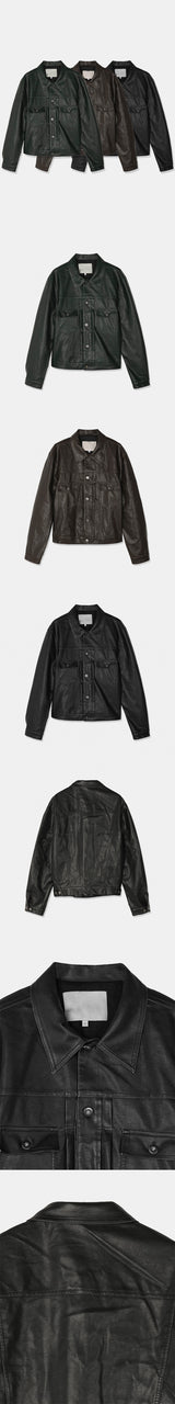 [F/W] ピンタックレザートラッカージャケット(3color)