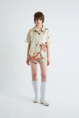 Leaf Satin Short Pants