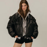 RIBBON BOMBER JACKET / BLACK