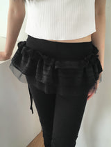 Parts Frill Lace Wrap Layered mini Skirt Belt