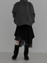 モカハイネックファーハーフコート