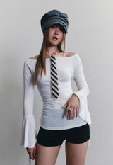 BEADED TIE NECKLACE (STRIPE)