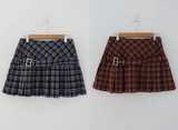 LOW BELETD CHECK PLEATS MINI SKIRT (2COLORS!)