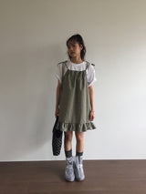 リベットチェックフリルワンピース (2color)