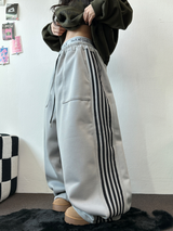 フリース❤トラックビッグポケットロングワイドバルーンパンツ 🖤🩶💛4カラー