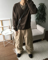 Inset Layered V-neck Knit
