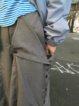Flare Button Wide Bermuda Pants (3c)