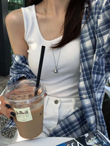 エブリンステッチーモダルUネックスリーブレス / 4カラーズ