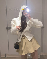 Hooded knit zip-up