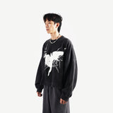 HIERARCHY STUDIOS TMTNW - ウォッシュドブラックアンチェーンオーバーサイズクルーネック