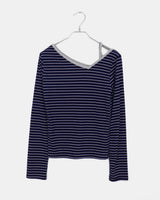 Two-Fit Stripe Unbalanced Strap Long-Sleeved T-Shirt