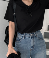 [Lè made/10,000 Sold] Lè made Stand U-neck Short Sleeve T-shirt / 4 colors