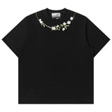 フローラルカラーパールエンブロイダードTシャツ