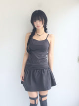 Shirring Flared Dress
