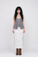 MISTY FLORAL SATIN SKIRT