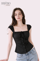 pink sweet bustier sleeveless blouse